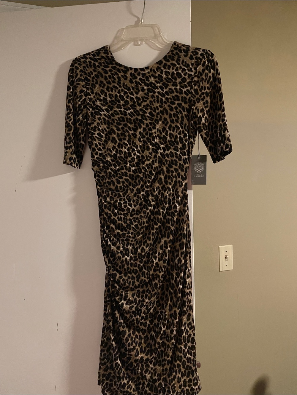Vince Camuto Leopard-Print Midi Dress in Brown and Black